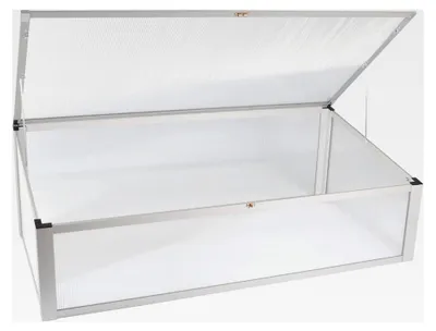 Produktbild von Frühbeet aus Aluminium | Frühbeetkasten 56,5 x 110 cm | Aufsatz für Hochbeet | Mini-Gewächshaus | Abdeckung für Hochbeet mit 2-fach arretierbarem Dach