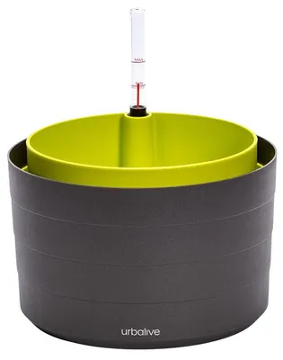 Obrázek produktu pro PLASTIA s.r.o. Samozavlažovací květináč Berberis 26 cm, antracit a zelená