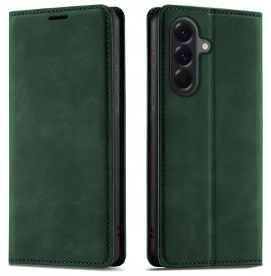 Produktbild von Klapphülle für Samsung A56 5G mit Magnetverschluss aus Leder + 9H-Glas