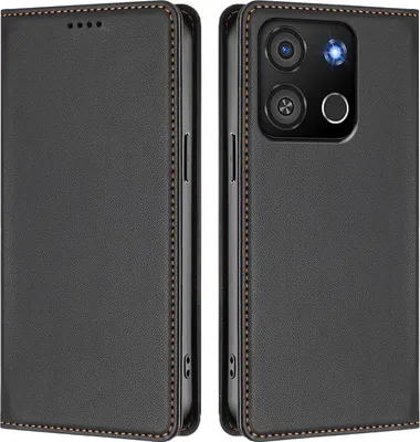 Immagine prodotto di Custodia in pelle per itel A05s, custodia a libro magnetica in Finto cuoio con supporto. Nero