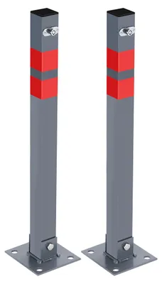Image de Ikodm Barrière de parking Poteau de délimitation Pliable 2x Verrouillable Barrière de parking Chaîne de délimitation Sécurité de parking Barrière rabattable