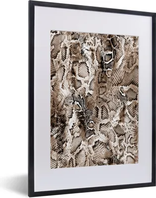 Produktbild von MuchoWow® Gerahmtes Poster Tiermuster - Schlange - Braun 30x40 cm - Poster mit Schwarzem Bilderrahmen Wandposter Rahmen Foto Bilder - Wandposter Schlafzimmer