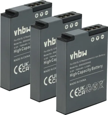 Produktbild von vhbw 3x Akku kompatibel mit Nikon Keymission 360, 170 Kamera (700 mAh, 3,6 V, Li-Ion)