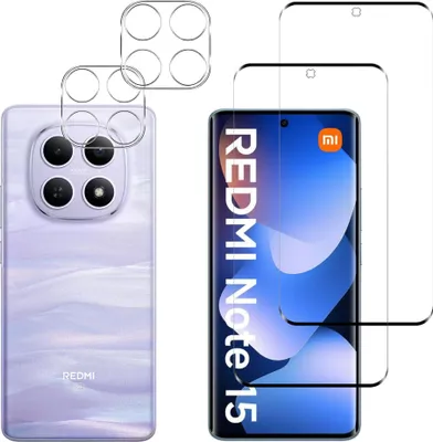 Produktbild von Gehäuse aus gehärtetem Glas für Xiaomi Redmi Note 15 5G und Kameraschutz [2er-Pack] Displayschutzfolie  Phonillico®