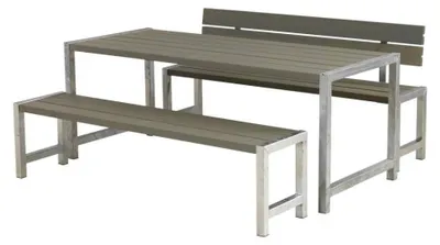Produktbild von Plus Planken-Garnitur 3-teilig mit 1 Rückenlehne, graubraun