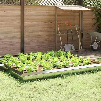 Imagen del producto de Valla de alambre galvanizada, 16 unidades, 100 x 3,5 x 25 cm. Valla de metal para jardín, borde para césped, delimitador de macizos de flores, resistente a la intemperie, inoxidable. Barrera, borde para macizos, conectores flexibles, ideal para terrazas y exteriores