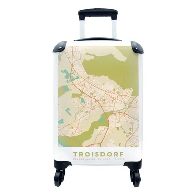 Produktbild von MuchoWow® Koffer Handgepäck Trolley Rollkoffer Kleine Reisekoffer mit 4 Rollen - Troisdorf - Karte - Vintage - Stadtplan - Cabin Size < 55x40x23 cm & 55x40x20 cm - Fotokoffer - Kabinenkoffer - Boardgepäck - Reise-Box - Reisekoffer - Reisegepäck - Koffer mit Bild - Trolley für Kinder