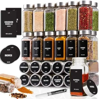 Produktbild von Famanu Gewürzgläser Set 36-teilig - mit luftdichter Verschluss
