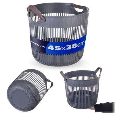 Immagine prodotto di KADAX Cesto portaoggetti grande 45 x 38 cm, organizer per biancheria, giocattoli e coperte, cesto per giocattoli con manici, cesto per la biancheria, cesto per coperte in plastica (antracite)
