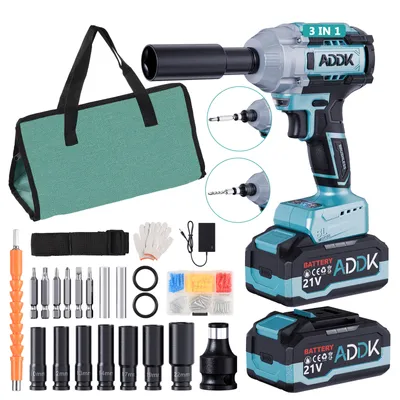 Produktbild von akumulatorowy klucz udarowy 550 Nm, 21 V, 6-stopniowa regulacja prędkości, akumulatory 2x4,0 Ah, 7 nasadek (12-22 mm), 6 końcówek P, zestaw akcesoriów