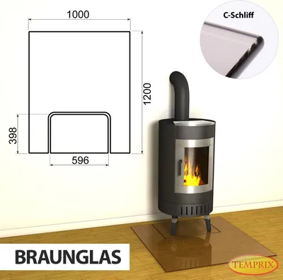 Produktbild von AKTION ! Kaminbodenplatte & Funkenschutzplatte - Funkenschutz für Kamin & Ofen - geteilte Saisonplatte Calgary - Braunglas