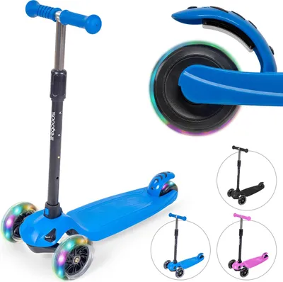 Produktbild von LifeGoods Kinderroller - Roller 5-8 Jahre - 3 Leuchtende Räder - Jungen/Mädchen - Blau