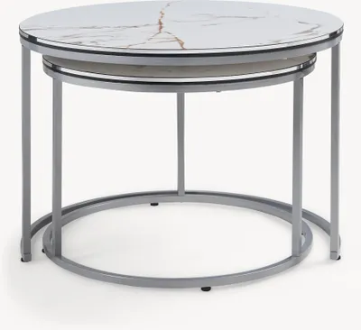 Produktbild von Couchtischset ’Skagen’ im 2er Set Marmor, weiß / Silber