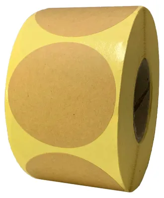 Produktbild von 500 Stück - 50mm Kraftpapier Aufkleber Rund, Etiketten Selbstklebend