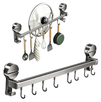 Imagen del producto de Barra de ganchos de acero inoxidable, con 8 ganchos, de 40 cm, para la cocina