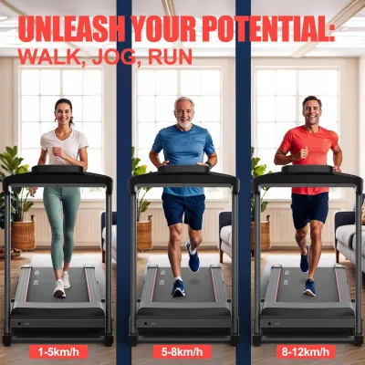 Produktbild von Leises klappbares Laufband - Heimtrainer Laufband - 2,5 PS Motor - Geschwindigkeit 1–12 km/h - 3-stufige manuelle Steigung - Bluetooth App-Steuerung - Bis 120 kg