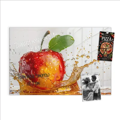 Produktbild von Magnettafel 90x60cm Pinnwand Whiteboard beschreibbar - Spritzender Apfel