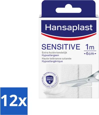 Produktbild von Hansaplast Sensitive Pflaster - Wundpflaster - Wundpflege - 1m x 6cm - Vorteilspack - 12 Stücke