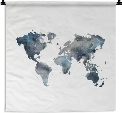 Produktbild von MuchoWow® Wandteppich Wandbehang Weltkarte - Aquarell - Abstrakt 150x150 cm Tapisserie Dekoration Wandtuch - Wohnaccessoires - Modernes