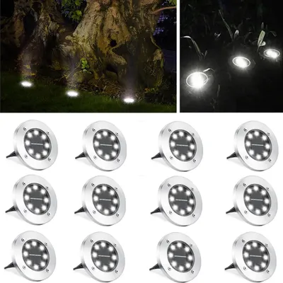 Produktbild von Tianpeng 12x LED Solarlampe Bodeneinbaustrahler Solar Bodenleuchte Bodenlampe Außen 8Leds,Kaltweiß