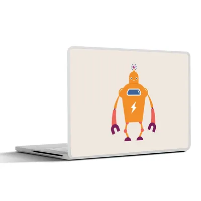 Produktbild von MuchoWow® Laptop Aufkleber Sticker Cover Roboter - Antenne - Orange - Blitzschlag - Junge - Kinder 36.5x27.5 cm - Laptop-Sticker
