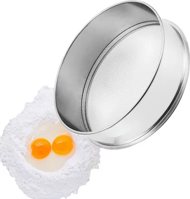 Immagine prodotto di Setaccio per farina in acciaio inox - Setaccio da cucina a maglia fine - Setaccio per farina a 12 maglie - Utensile da cucina di alta qualità - Accessori per la cottura - Setacciare la farina