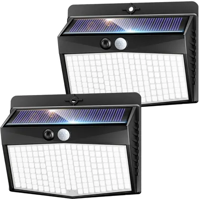 Solar-Außenleuchten mit Bewegungsmelder, 168 LEDs, 2 Stück