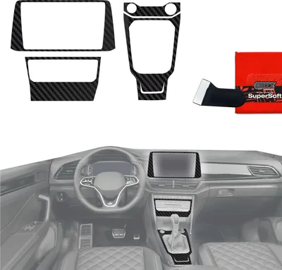 Produktbild von 4in1 Schutzfolien Grizz Protector für Mittelkonsole & Armaturenbrett - Volkswagen T-Roc R-Line (2025) Carbon Optik Matt Antifingerprint