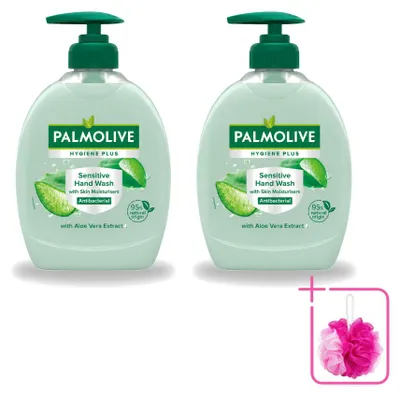 Produktbild von 2 x Palmolive Hygiene Plus Sensitive Handseife mit Aloe Vera - 300 ml - Sparpackung - 2 Stücke