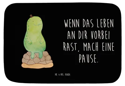 Produktbild von Mr. & Mrs. Panda Badvorleger Schildkröte Pause - Schwarz - Geschenk, Achtsamkeit, Badteppich, Achtsam, Badezimmerteppich, duschmatte, Badematte, badezimmermatte