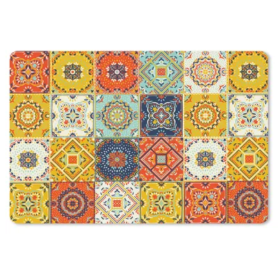 Produktbild von MuchoWow® Mauspad Mousepad Vintage - Blumen - Muster - Weiß - Orange 27x18 cm - Mousepads - Maus Mat - Pad - Mausunterlage - Büroartikel - Desk Matten
