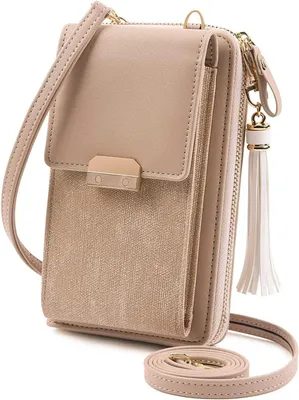 Produktbild von Kleine Handytasche für Damen aus Kunstleder, Mini-Umhängetasche aus Leder mit verstellbarem Schultergurt/Klettverschluss, Mini-Handtasche/Kleine Schultertasche mit Kartenfächern