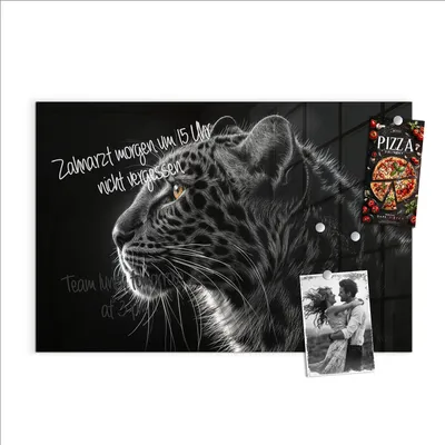 Produktbild von Magnettafel 60x40cm Pinnwand Whiteboard beschreibbar - Leopard Silhouette