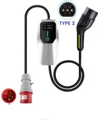Produktbild von 8/10/13/16A 11kW EVSE EU EV typ 2 nabíjací kábel nabíjacia pištoľ pre elektrické vozidlá 4m rýchlonabíjací kábel AC LCD displej