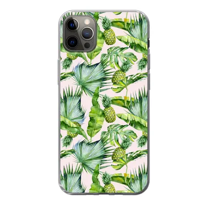 Produktbild von MuchoWow® Handyhülle Schutzhülle Hülle für iPhone 13 Pro Max Blätter - Ananas - Muster Silikon Softcase Handy Hülle - Mobiltelefon