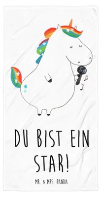 Produktbild von Mr. & Mrs. Panda Reisehandtuch Einhorn Sänger - Weiß - Geschenk, Handtuch, Strandtuch, Duschhandtuch, Disco, Unicorn, Geburtstag, Konfetti, Duschtuch, Einhörner, Party