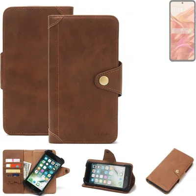 Produktbild von K-S-Trade Handyhülle kompatibel mit Motorola Razr 50 Schutz Hülle Walletcase Bookstyle Tasche Case Handytasche Wallet Flipcase Cover PolyurethanBraun (1x)