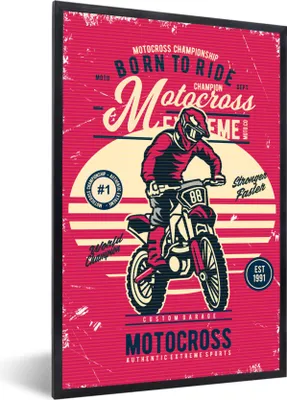 Produktbild von MuchoWow® MuchoWow® Gerahmtes Poster Motocross - Vintage - Angebot 60x90 cm - Poster mit zchwarzem Bilderrahmen - Kunst