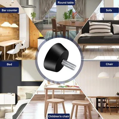 Produktbild von Famanu Möbelfüße 8 Stück Gummifüße M6 x 32,3 mm - verstellbare Möbelbeine mit Schrauben