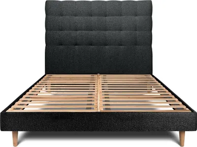 Productafbeelding van Bed met gestoffeerd hoofdeinde – Bouclé-stof - 140 x 190 cm