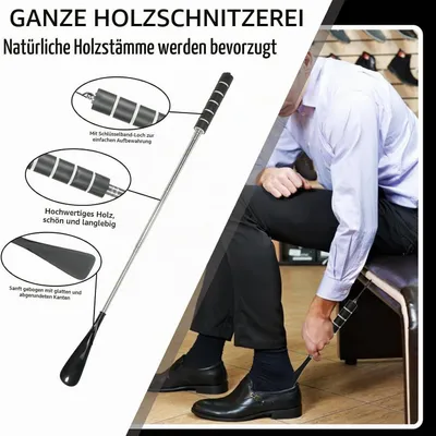 Produktbild von Schuhlöffel Teleskop Lang Metall 30-71 cm Ergonomisch Rutschfest Lanyard