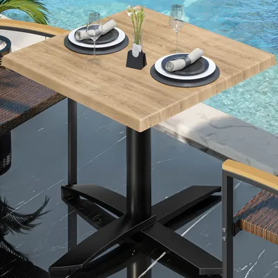 Produktbild von WTG | Bistro Außen Tisch | B: T: H: 60 x 60 x 75,5 cm | Eiche / Schwarz | Quadratisch | Bistro Tisch Gastro Tisch