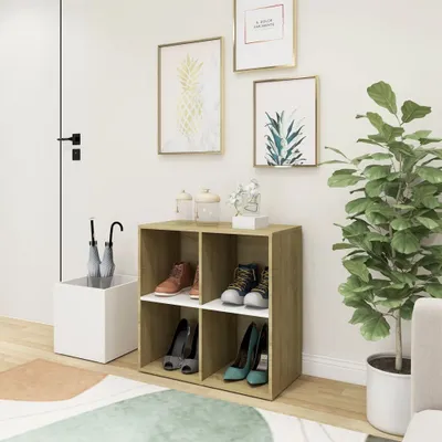 Produktbild von "2026 Promotion" Schuhregal, moderner Flur-Schuhschrank, Weiß Sonoma Eiche 105x35,5x70cm Holzwerkstoff - Schuhständer CC27302