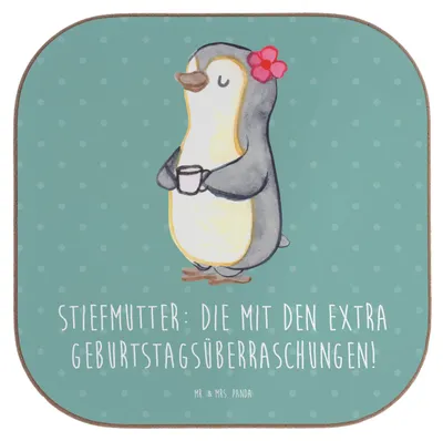 Produktbild von Mr. & Mrs. Panda Untersetzer für Gläser Stiefmutter Überraschungen - Meeresbrise - Geschenk, Holzuntersetzer, Besonderes, Tischuntersetzer, handgemacht, gläseruntersetzer