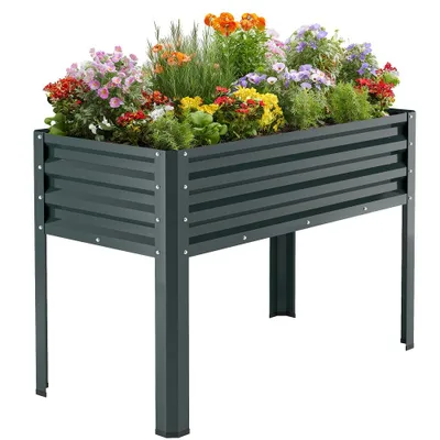 Produktbild von Meulbaty Verzinktes Hochbeet mit Füßen, Metall-Hochbeetkasten für Pflanzen auf Balkon, Terrasse und Garten, 80 cm Höhe