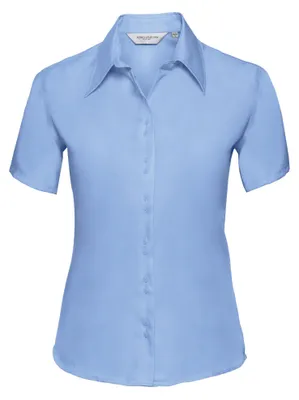 Image de Blouse Russell Collection, manches courtes, infroissable FK759 (L) (bleu clair)