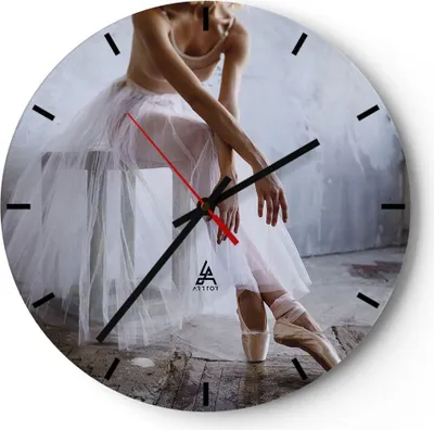 Produktbild von Wanduhr - Rund - Glasuhr - Ballerina Ballett Studio - 40x40cm - Schleichendes Uhrwerk - Lautlos - zum Aufhängen bereit - Dekoration Modern - Wanddekoration aus Glas - C3AR40x40-4970
