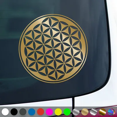Produktbild von PantherPixel Blume des Lebens Aufkleber Yoga Mandala Lebensblume Sticker Auto Geschenkidee Farbe Gold