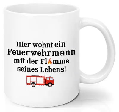 Image de Tasse à café - Motif pompiers - pour boissons chaudes - blanche