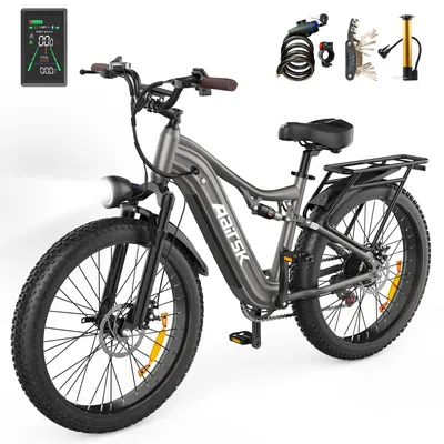 Produktbild von 26 Zoll E-Bike Fatbike 250W, 48V 20Ah Akku, Reichweite bis 80 km, 26 x 3.0 Zoll Reifen, 7-Gang Shimano Schaltung, Doppelfederung, 25 km/h